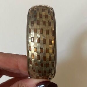 Vintage Woven Gold and Silver Tone Bangle Bracelet Cuff